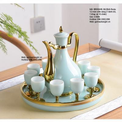 Bộ bình rót rượu kèm khay sứ 12 món
